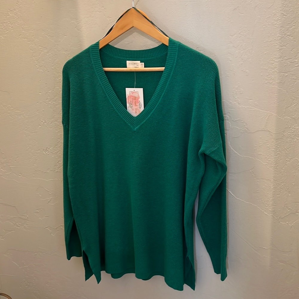 Soft Waffle V-Neck Sweater by Dreamers